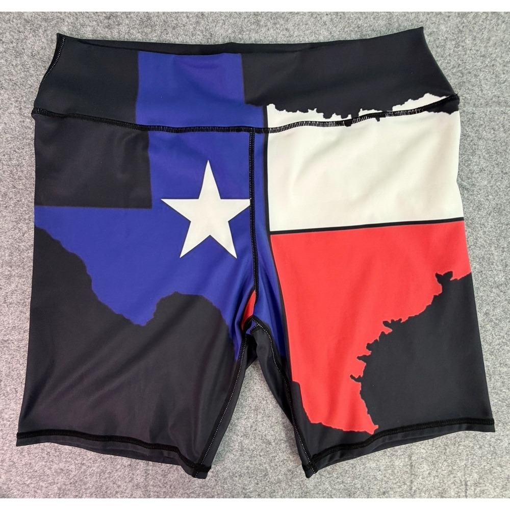 Texas‎ Flag Print Biker Shorts Women's Size L Athletic Workout Yoga